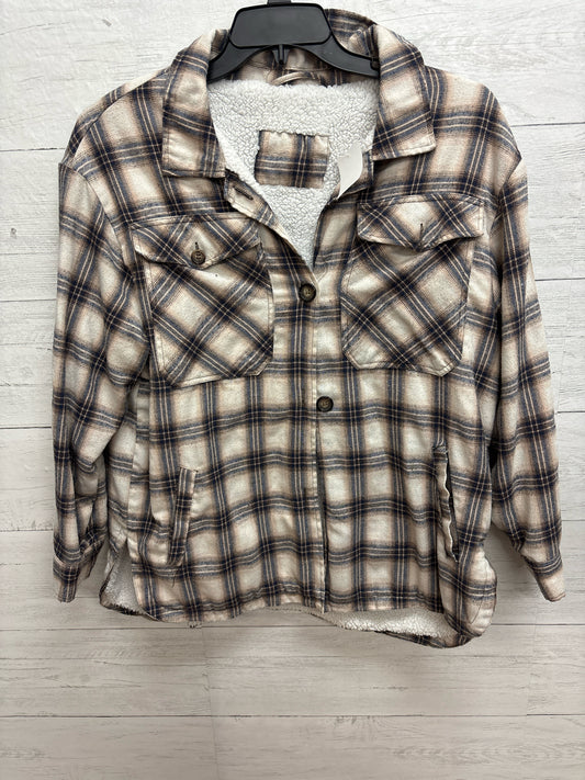 Size M N/A blue/tan Womens Shacket