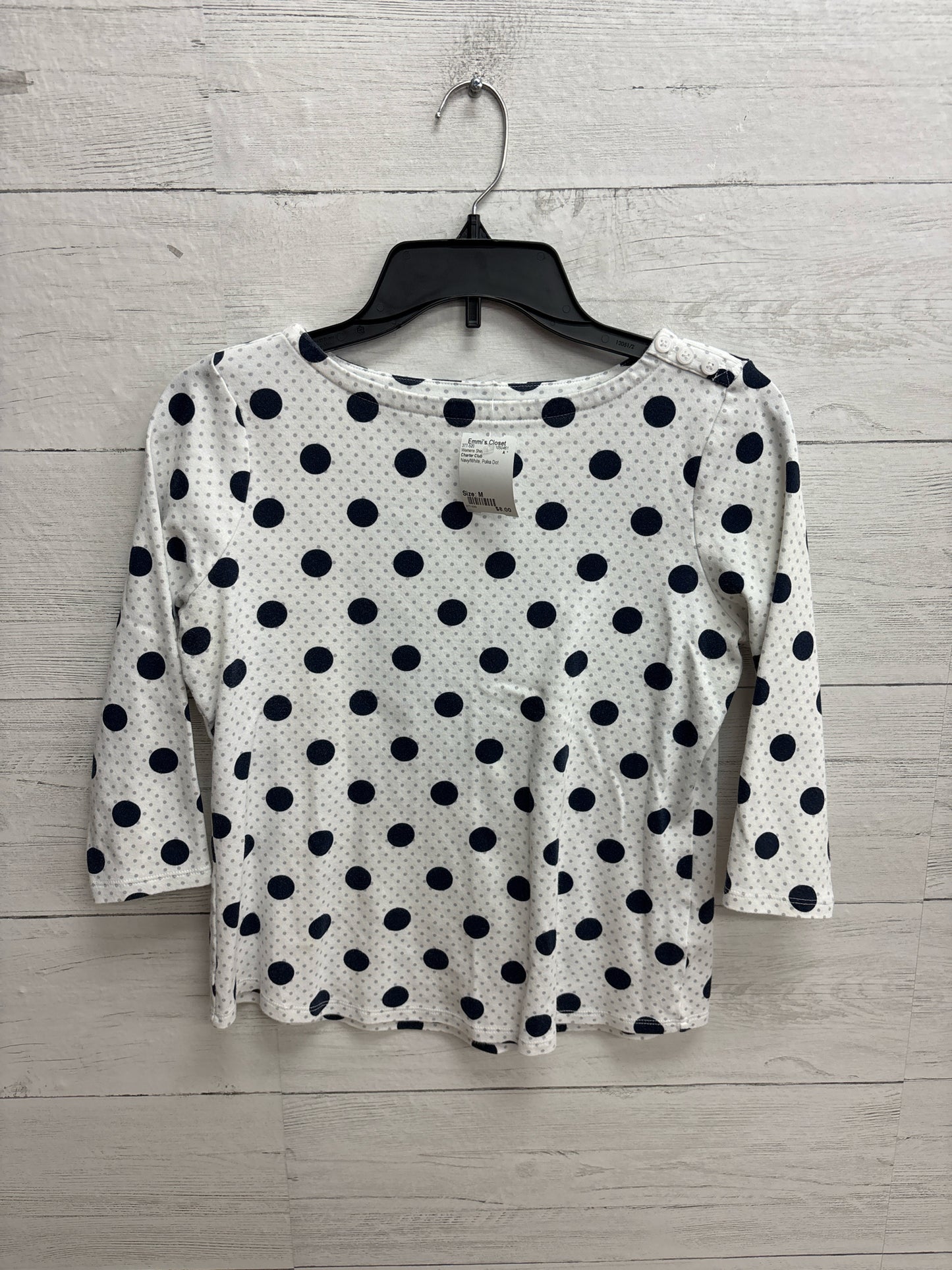 Size M Charter Club Navy/White Womens Shirt